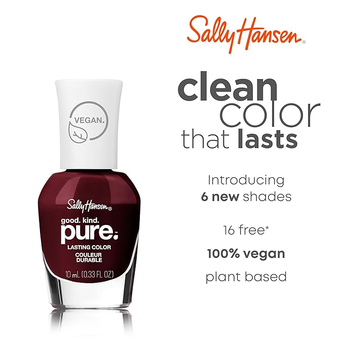 Sally Hansen Good. Kind. Pure. Nail Polish | Plant-Based, Vegan, 16-Free Formula | Opaque, Shiny | 327 You're My Soil-Mate | Dark Brown Nail Color