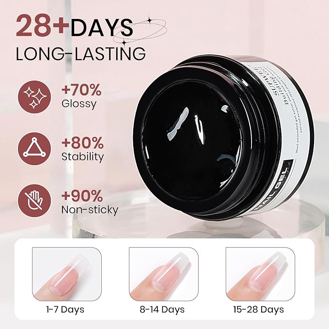 Clear and Nude Solid Builder Gel for Nails Extension 3D Hard Gel for Carving Patterns Decoration Home Manicure DIY for Women