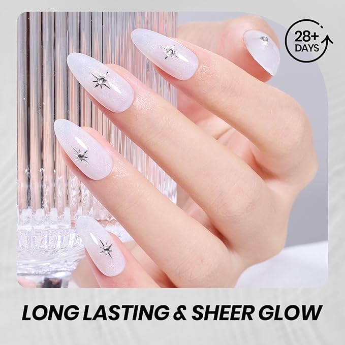 Beetles White Gel Nail Polish-15 ml Shimmer Glitter Milky White Gel Nail Polish Soak Off UV/LED Lamp Nail Art Manicure Salon DIY for French Nail Home Gift for Women Girls