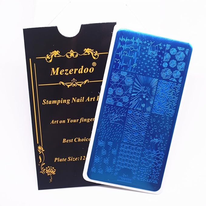 Mezerdoo 10pcs Nail Art Stamping Plate Skull Flower Mixed DIY Nails Image Stamp Stamping Plates Manicure Template for UV Gel Polish Painting