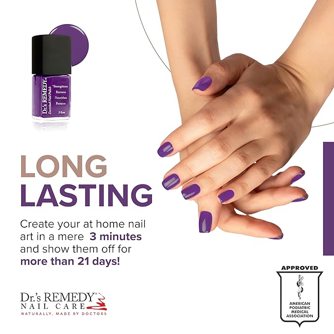Dr’s Remedy Enriched Nail Polish: Non Toxic, All Natural, and Organic - Doctor Formulated: Strengthens, Restores, Heals, and Protects '24-Free' - VIVACIOUS Violet