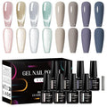 MEET ACROSS 8pcs Gel Nail Polish Set, Soak off UV LED Lamp Gel Nail Polish Cat Eye Set Home Gel Manicure Kit 7ml (Cat Eye + color Gel-3)