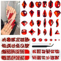 3 Boxes Siam Red Nail Rhinestones 240 Multi-Shapes Flatback Ruby Red Big Gems K9 Glass Round Stones Diamonds Jewels Crystals Nail Art Charms for Nails Face Eyes Makeup Crafts Tumblers Clothes