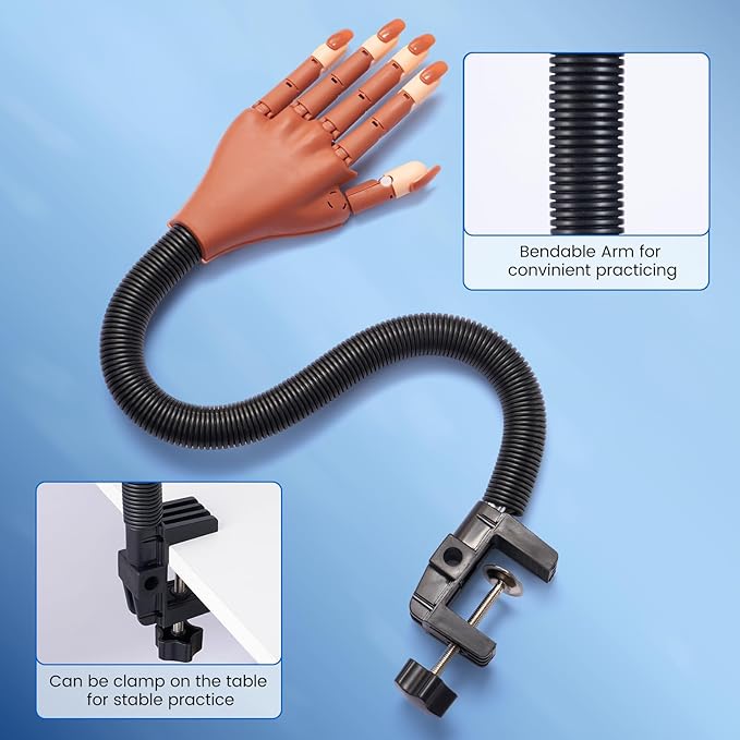 Magnetic Practice Hand for Acrylic Nails: Flexible Fake Nail Training Hand Practice - Manicure Hand Practice Kit for Beginners with 200PCS Nail Tips
