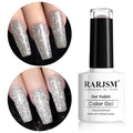 RARJSM Silver Glitter Gel Nail Polish,Reflective Glitter Gel Polish Silver Beige Holographic Iridescent Shimmer L E D U V Soak Off Sparkle Diamond Gelpolish Nail Art Manicure Salon DIY at Home