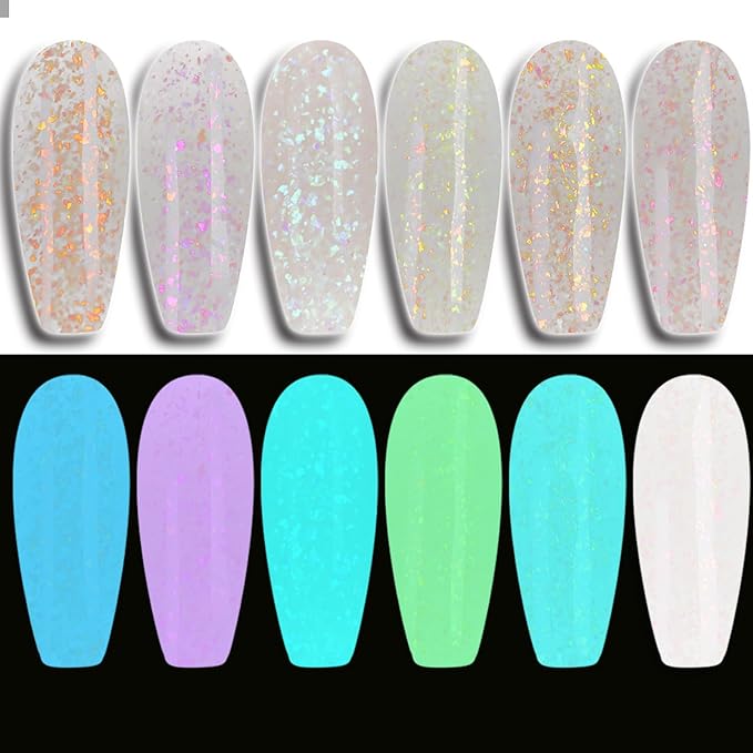 Glow in the dark Opal Gel Nail Polish 6 Colors Set Color Changing Semi Clear Gel Polish (GP014)