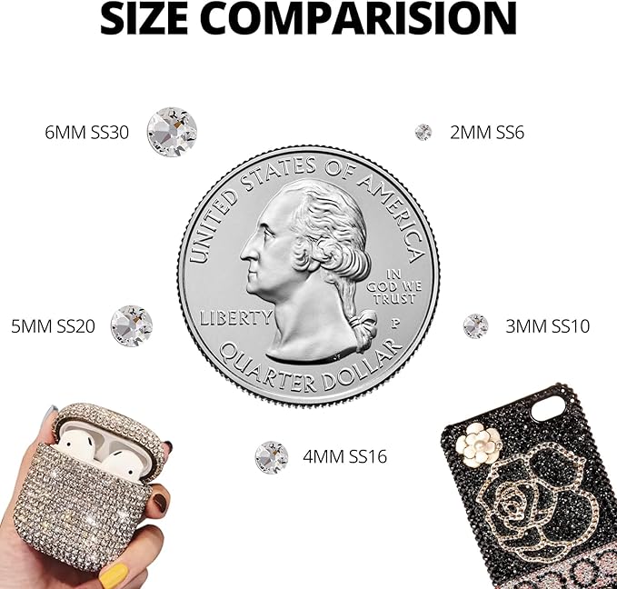 33000Pcs Clear Transparent Resin Rhinestones for Bedazzling, 2-6mm Mixed Sizes Clear Flatback Bedazzle Gems with B7000 Glue, Bedazzler Kit for Crafts Crafting Books Tumblers and More