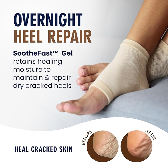 Dr. Frederick's Original Moisturizing Heel Socks for Dry Cracked Heels Treatment - Infused with Olive Oil, Jojoba Oil and Vitamin E - 2 Pairs - Valentines Day Gifts for Her & Him - Beige Shea