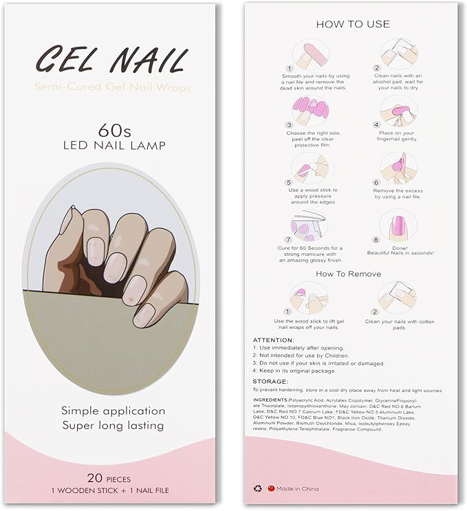 JMEOWIO Gel Nail Stickers Colorful Star Semi Cured Gel Nail Strips Wraps UV/LED Nails Art Design Decoration Accessories