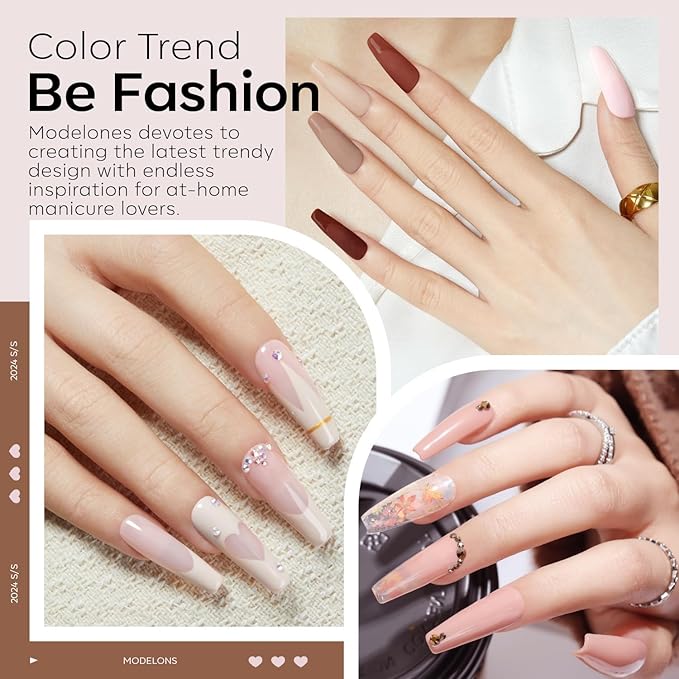 Modelones Nude Acrylic Powder 6 Colors Acrylic Nail Powder Kit Chocolate Brown Latte Soft Tones Cover Powder for Nail Art Extension No Nail Lamp Needed
