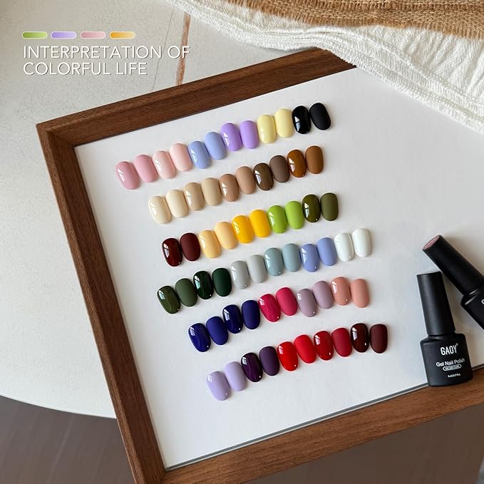 GAOY 36 Pcs Gel Nail Polish Set, 32 Colors All Season Gel Polish Kit Red Pink Purple Green Blue with 4 Pcs Soak off Base Glossy Matte Top Coat & Builder for Nail Art DIY Manicure at Home