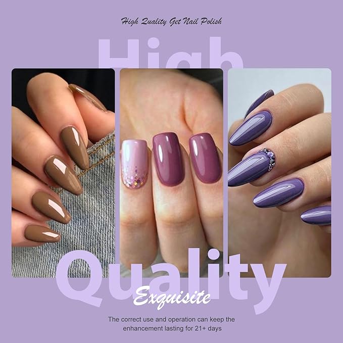MTSSII Fall Winter Gel Nail Polish Set 8 Colors Brown Red Grey Gel Polish Purple Pink Glitter Soak Off Nail Art Manicure Kit DIY Salon No Wipe Holiday Gift