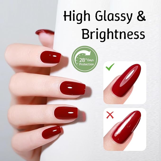 6-in-1 Builder Base and Top Coat Set for Nails, Soft Crystal Clear Nail Gel Polish with Brush on, No Wipe High Glass Long Lasting Chip Scratch Resistant Home DIY Salon Manicure (U V Cure)