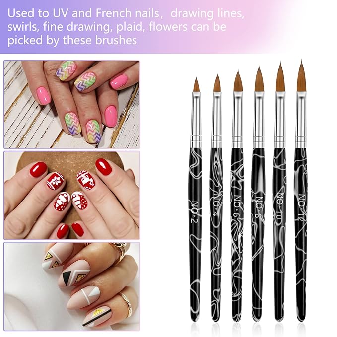 Acrylic Nail Brush Dappen Dish Set, 6PCS Nail Art Pen and 4PCS Crystal Dappen Dish, Manicure Bowl Cup Glass Container for Acrylic Liquid Nail Tool Kit (Black)