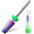 Makartt 5-in-1 Nail Drill Bits - 3/32" Shank Tungsten Carbide Tapered Bit for Fast Removal of Acrylic Nails, Hard Gel & Cuticles, Professional Nail E-File Bits for Nail Drill Machines (Fine, Purple）