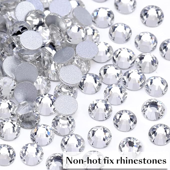 Novani Crystal Rhinestones, Flatback Loose Gemstones 1440pcs Glass Rhinestones for Clothes Shoes Crafts Makeup Nail Art and DIY Decorations(SS8, Crystal Clear)