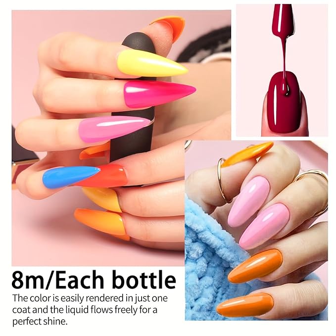 60Pcs Gel Nail Polish Set, 55Colors Nail Painting Art DIY Four Seasons, 8ml each Lasting and Durable Soak Off UV Gel Nail Polish Kit Ideal Perfect Nails for Nail Salon Home