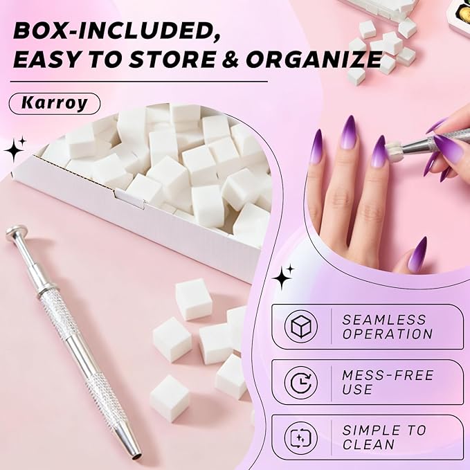 100Pcs Soft Sponges for Ombre Painting Gel with Grabber, Professional Accessories for Ombre Gradient Painting Nail Gel Kit, Manicure DIY Tools (100PCS Sponges & Grabber)
