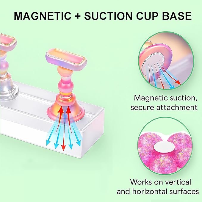 Nail Stand for Press On Nails – 2 Set Acrylic Nail Holders for Nail Art Practice, 10 Nail Stands, 60Pcs Reusable Putty, Flower Shaped Base & Tweezers, Nail Art Tool Kit for Salon & Home