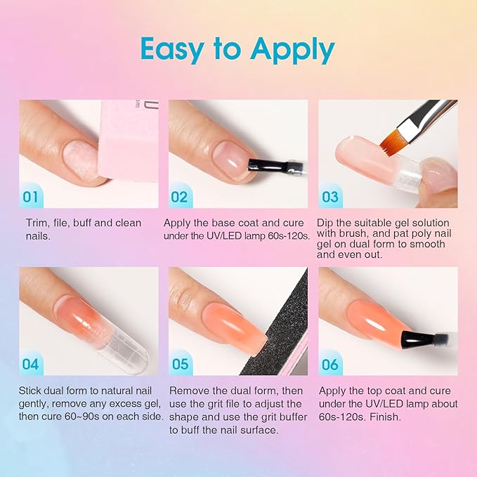 ROSALIND 20 Colors Poly Nail Gel Kit with Mini Nail Lamp Glitter Christmas Poly Nail Gel Kit Collection with Tools Clear All Seasons Classic Colors Halloween Starter Kit