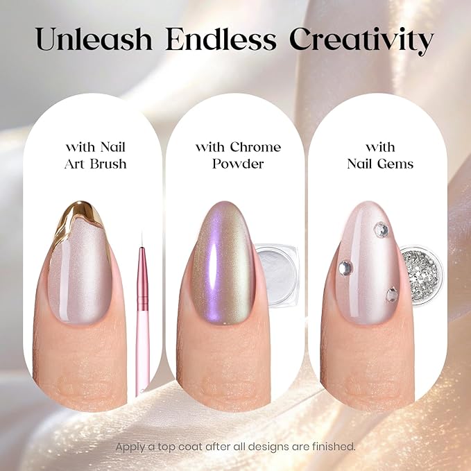 Beetles Motion Glow Nail Tips, 160PCS, 16 Sizes Short Almond Nail Tips, Cat Eye Magnet Full Cover Soft Nail Gel Fake Nails, Salon-Gel Look for DIY Manicure Rose Glow