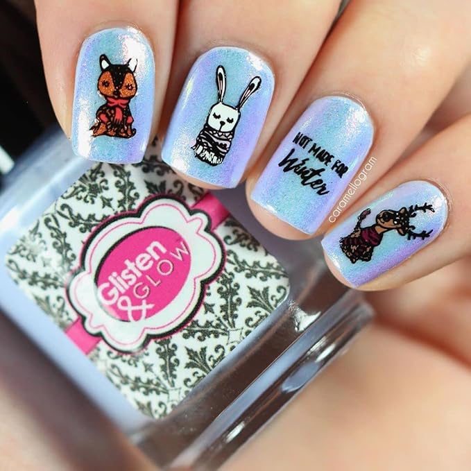 Whats Up Nails - B065 Winter Flurryland Stamping Plate for Christmas Nail Art Design