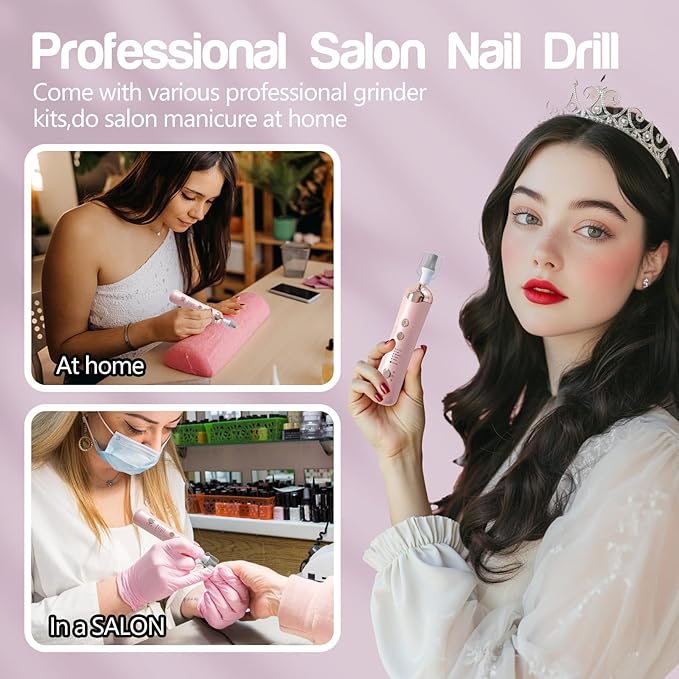 Electric Nail Drill Machine Nail Drill Electric File Nail File Kit for Beginners Acrylic Gel Nails Manicure Pedicure Polishing Shape Tool with 8 Bits Gel Nails and Home Salon Use