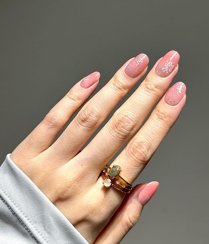 Nail Polish Strips (No UV Lamp Needed) - 22 Pcs Salon Quality Gel Nail Stickers - Long Lasting Wraps (Pink Fizz)