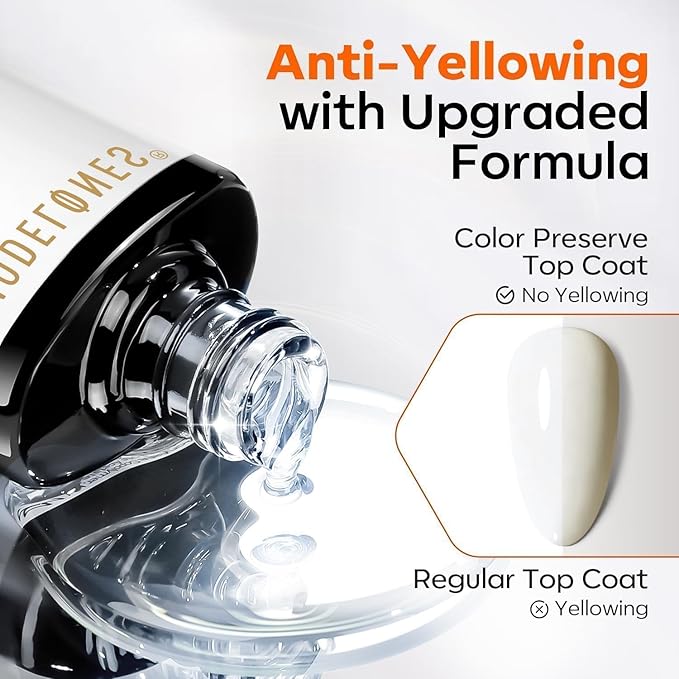 modelones Extra Glossy Gel Top Coat, 15ml Clear Color Preserve No Wipe Top Coat Gel Nail Polish High Shine Long Lasting Professional Self-Healing UV Nail Surface Protection Manicure