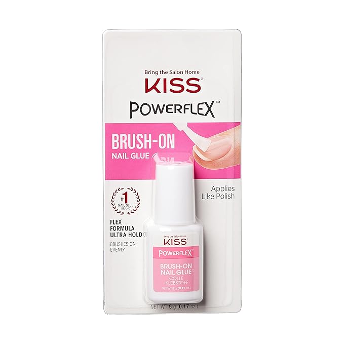 KISS Powerflex, Nail Glue for Press On Nails, Nail Bond, Includes 5g Brush-on Glue