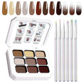 Gradient Gel Nail Set, 9 Colors Ombre Gel Nail Polish with 6 Aurora Multi-Purpose Brushes for Pigment Pat Nails French Manicure Nail DIY Painting Soak Off UV Coconut Latte