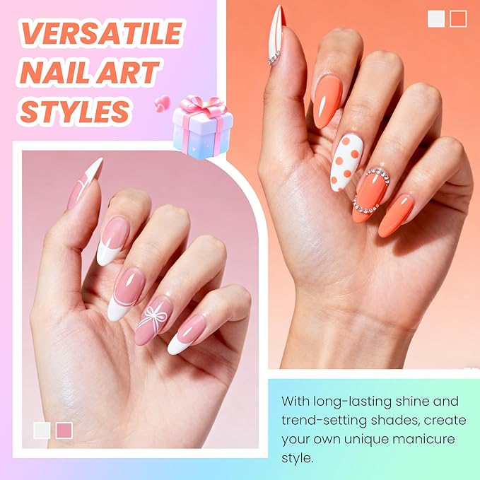 VANREESA 24 Pcs Gel Nail Polish Set, 21 Colors Gel Polish with Base Coat Glossy & Matte Top Coat Nude Pink Red Orange Green Blue Purple Gel Polish Kit Nail Kit Gifts for Women