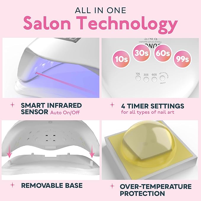 SUNUV SUN5 UV Light for Nails, 15ml Top and Base Coat Gel Polish Set Home and Salon Use