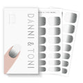 DANNI & TONI Semi Cured Gel Nail Strips Grey-to-White Ombre Glitter Gel Nail Wraps 28 Stickers | Ash Dream