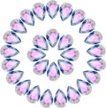 MECCANIXITY 48 Pcs 3D Teardrop Rhinestones Diamond Nail Charm Crystal Pointback K9 Glass Rhinestones Crystal Gems for Jewelry Making, Craft, 8x12mm, Blue Pink