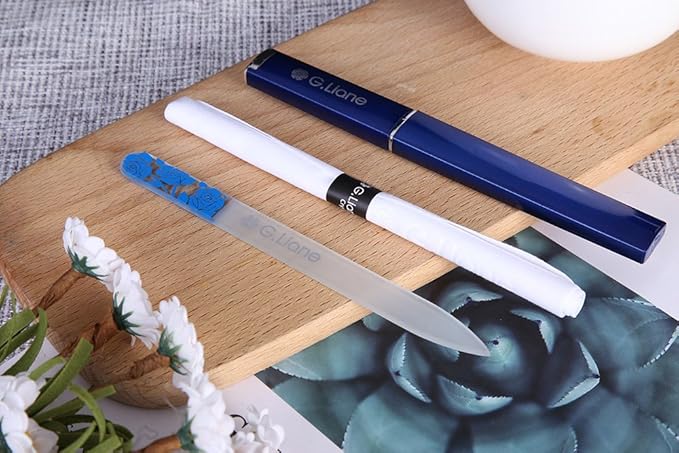 Crystal Nail File Set–Professional Nail File Manicure Pedicure Kit for Natural Nails Acrylic Nails Gels Nails Manicure Tools for Home and Salon(Rose Blue)