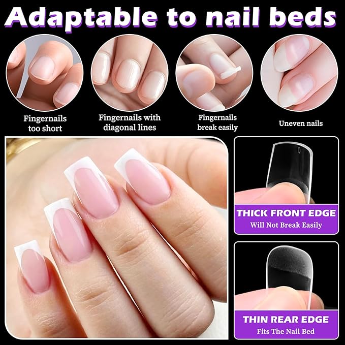 LoveOurHome 600pc Short Square Nail Tips Clear Fake Nails Short Square Gel Nail Tips Full Cover Acrylic Nails Clear Press on Nails Women False Nail 15 Sizes Fingernails for Nail Tip Extension