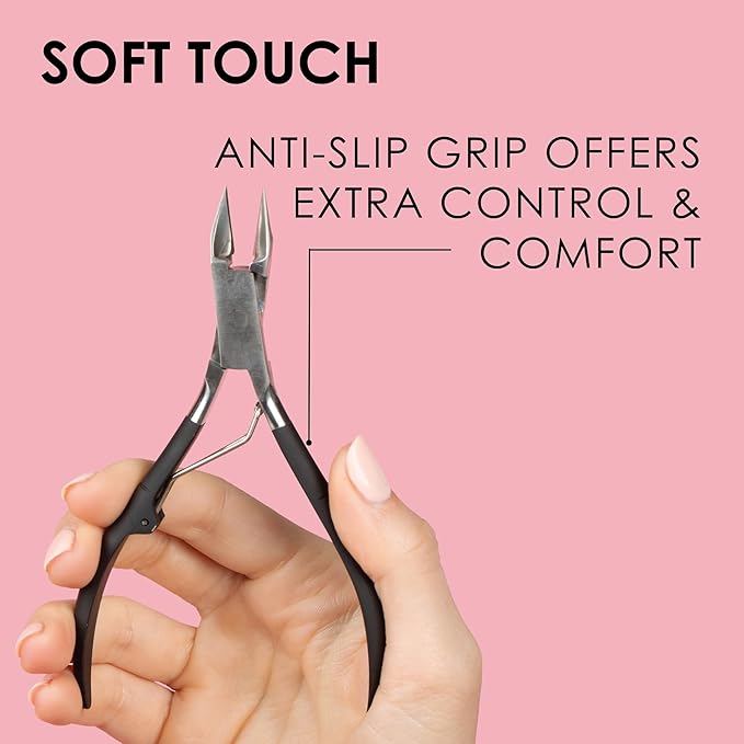JAPONESQUE Soft Touch Toenail Clipper & Cuticle Pusher Manicure Set for Salon Quality Results, Anti-Slip Grip, Stainless Steel