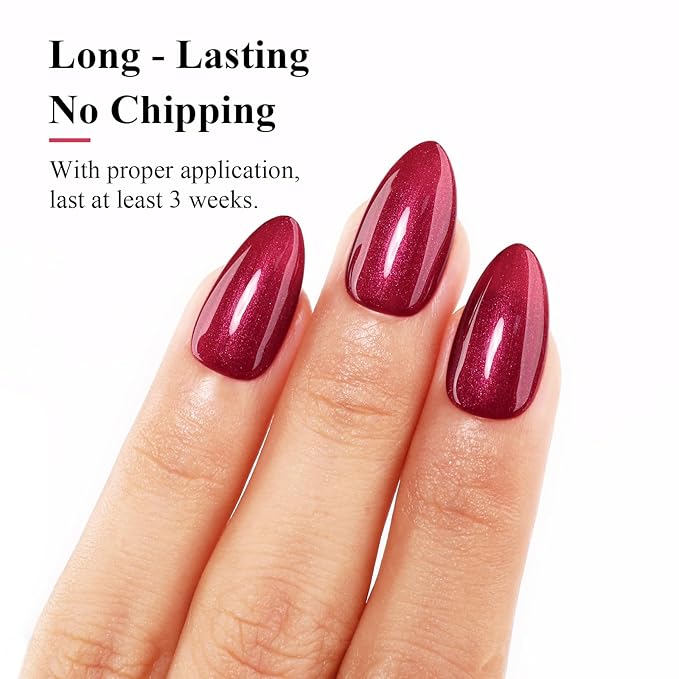 Imtiti Pearl Gel Nail Polish,0.5 Fl Oz Red Glitter Drawing Gel Polish Shell Thread Shimmer Mermaid Nail Gel Polish Soak Off UV LED for Home DIY Nail Art Manicure Salon