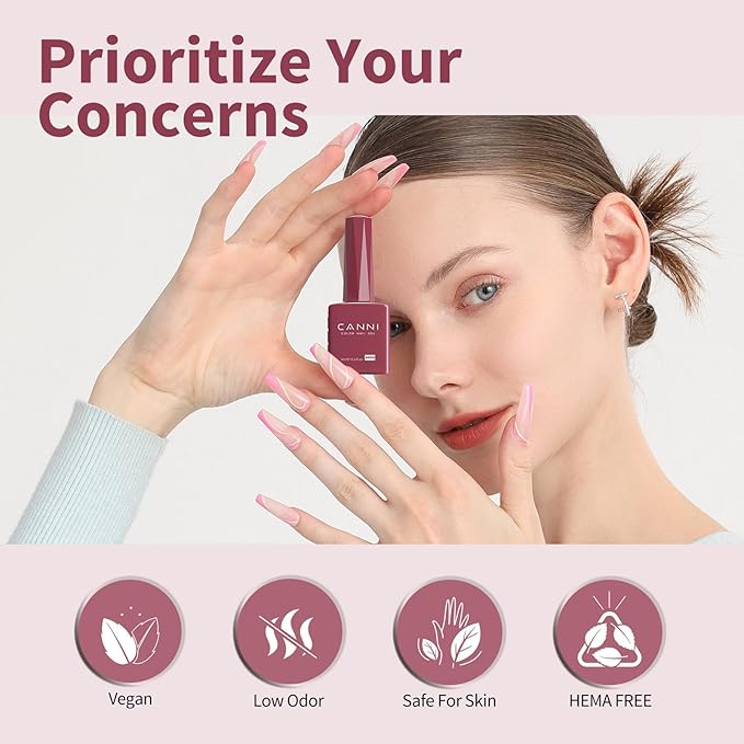 CANNI Red Gel Nail Polish - 1Pcs Dark Red Gel Polish High Gloss Soak Off U V Nail Manicure Salon DIY