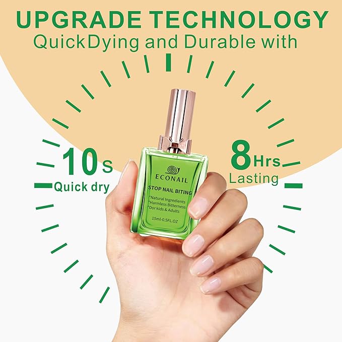 Upgraded Nail Biting Treatment for Kids & Adults ultra bitter for stubborn habits, Fast Drying, Stops Thumb Sucking, Helps Repair & Strengthen Damaged Nails, 0.5 fl oz (15ml)