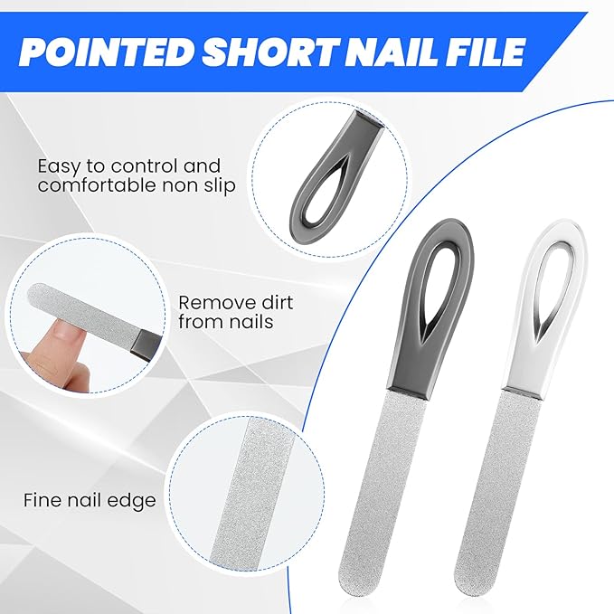 4 Pack Nail File Metal, 3.54IN Stainless Steel Fingernail Files Double Sided Grit Nail Filer with Leather Cases and Non Slip Handle