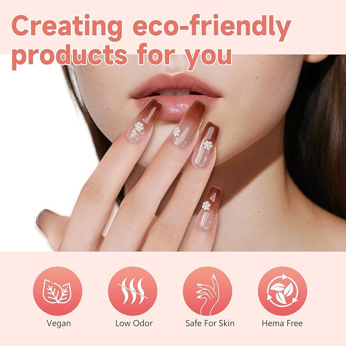 BUBU CANDY Nail Polish Set, - 6 Colors Nude Brown Jelly Neutral Soak Off Gel Polish Kit Sheer Transparent Effect Soak Off UV DIY French Nail Art Manicure Gifts for Women