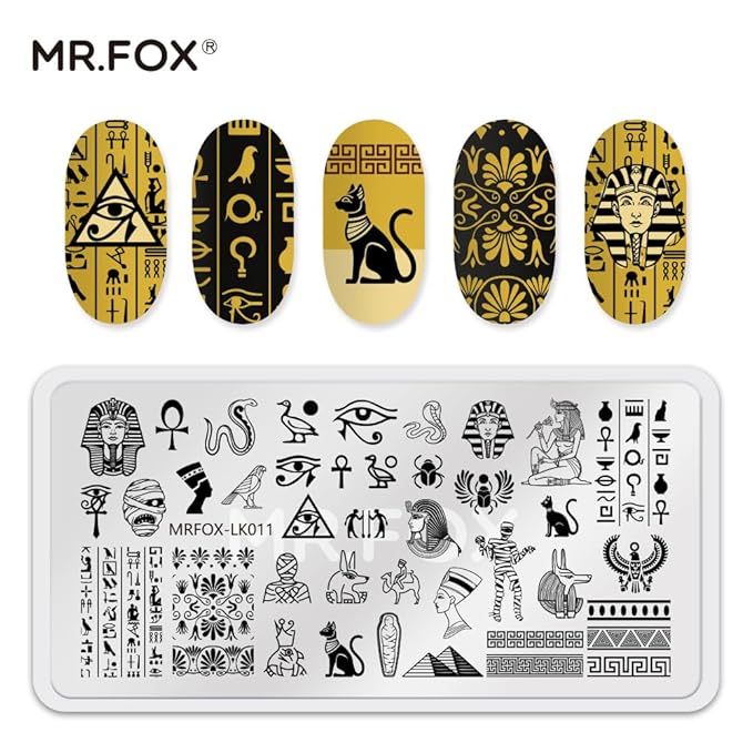 6 Pcs Nail Plates Stamping Set Rose Snake Butterfly Egyptian Cross Nail Art DIY Stamping Template
