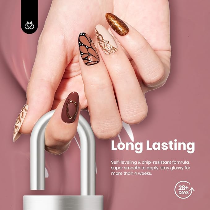 Beetles Neutral Gel Nail Polish Set - 0.51OZ Spring Gel Polish 6 Colors Nude Light Skin Dark Brown Warm Shades Nail Kit Full Size Long Lasting DIY Art Salon Home UV LED Needed Gift for Women