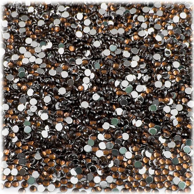 The Crafts Outlet 5,000pc Flatback Acrylic Rhinestones Round 2mm Tiny for Nails - Charcoal Gray