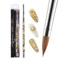 PANA 3D Kolinsky Nail Art Brush - Gold Glitter Handle, Size 5 - Acrylic Nail Art Sculpture Brush for Manicures Pedicure Salon Professional or Beginner