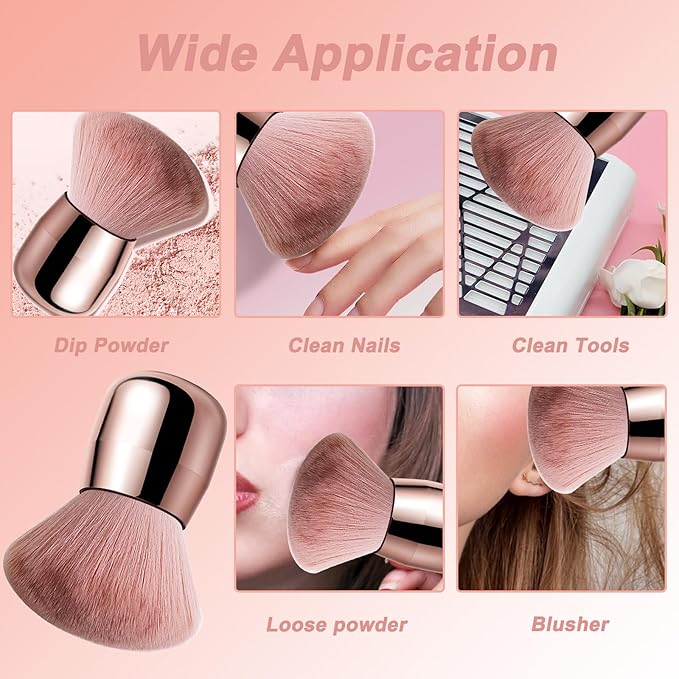 Nail Art Dust Powder Remover Brush Soft Nail Dust Cleaner Brush Makeup Manicure Brushes for Acrylic Nail Art Clean Up Tools 2 Pack