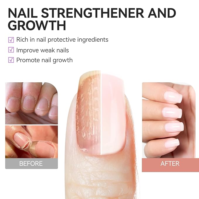 Gelike EC Nail Strengthener for Man: Milky White 6 in 1 Natural Nail Hardener Extra Strong and Growth - Nail Polish Hardener for Weak and Damaged Nails