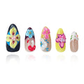2025 Tale Blossom Long Handmade Nails Reusable Press-on Nails with Pastel Petals, Mushrooms & Fairy Meadow Accents Gifts for Women (Tale Blossom, M)